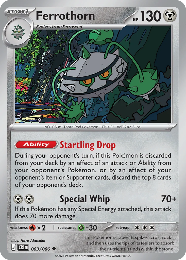 Ferrothorn Pokemon card from Chaos Rising, card number 63