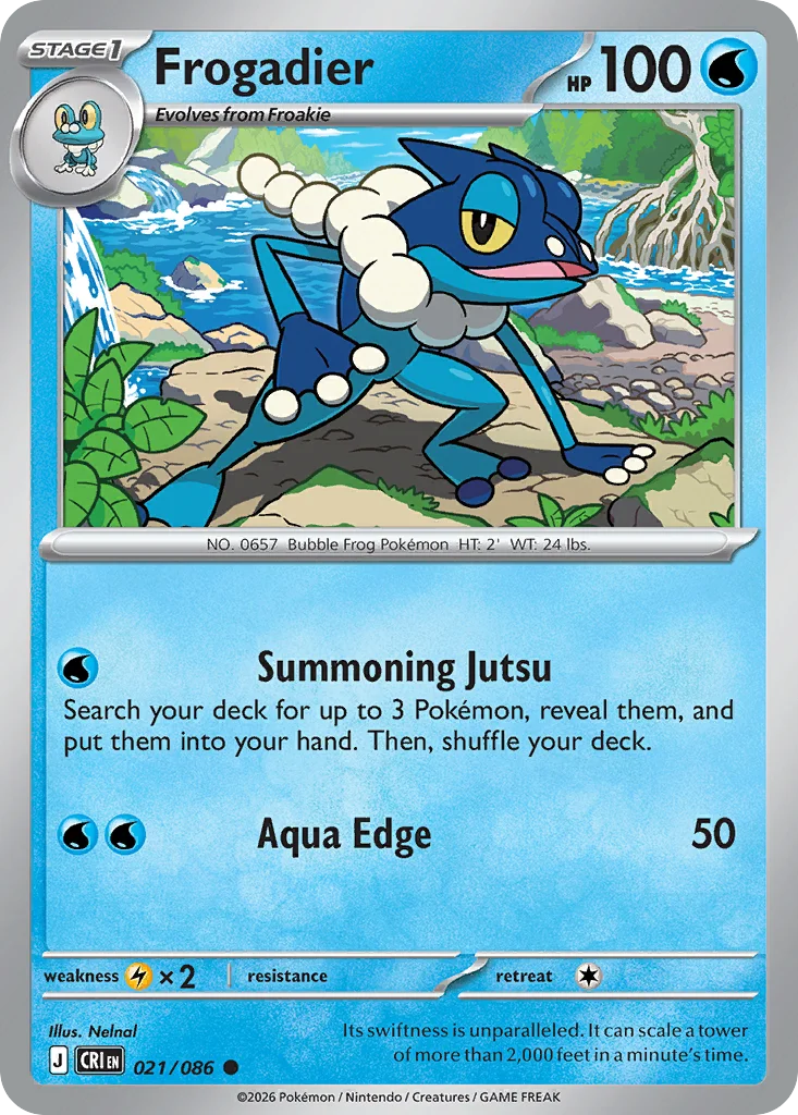 Frogadier Pokemon card from Chaos Rising, card number 21