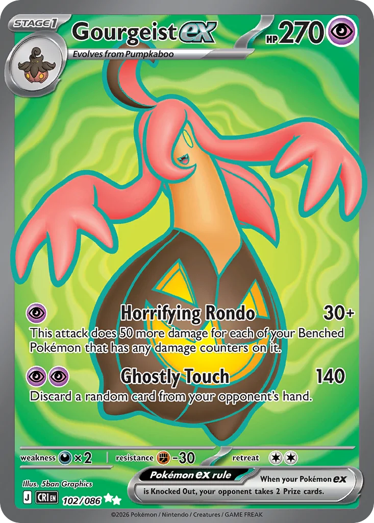 Gourgeist ex Pokemon card from Chaos Rising, card number 102