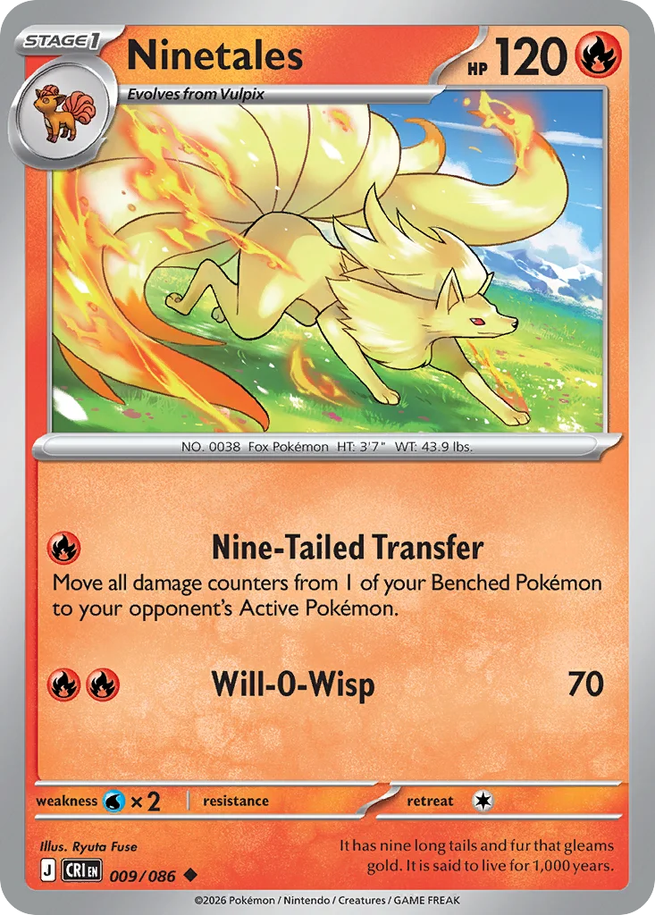 Ninetales Pokemon card from Chaos Rising, card number 9