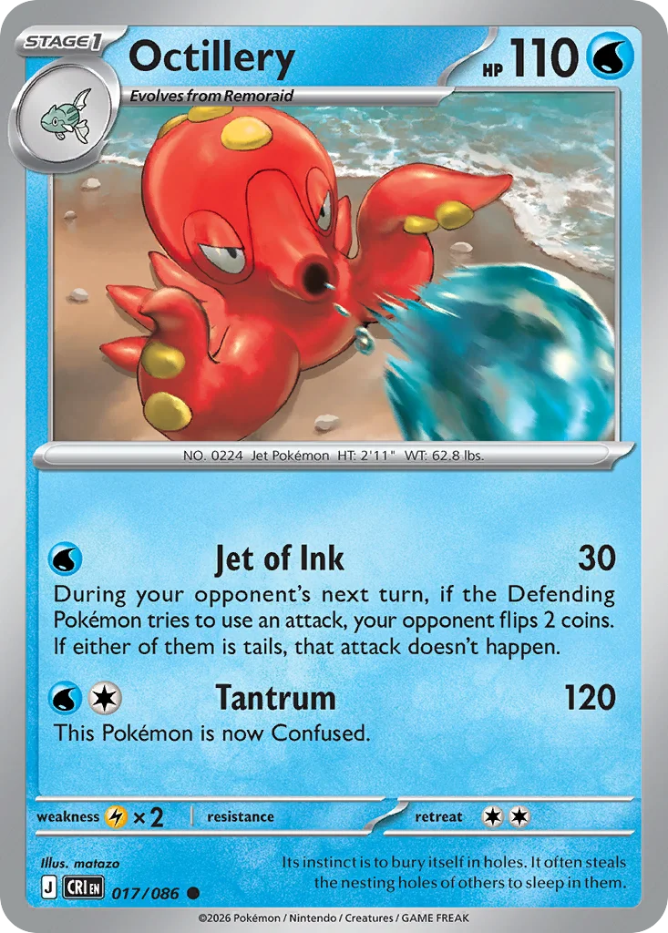 Octillery Pokemon card from Chaos Rising, card number 17
