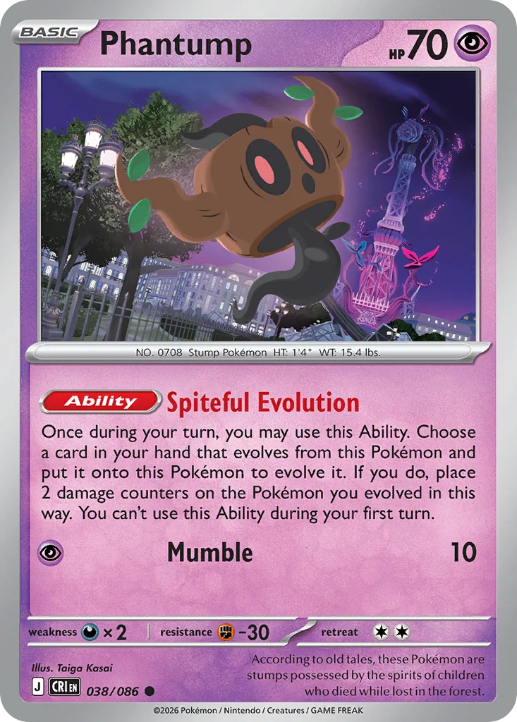 Phantump Pokemon card from Chaos Rising, card number 38