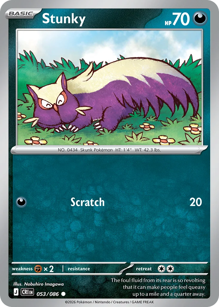 Stunky Pokemon card from Chaos Rising, card number 53