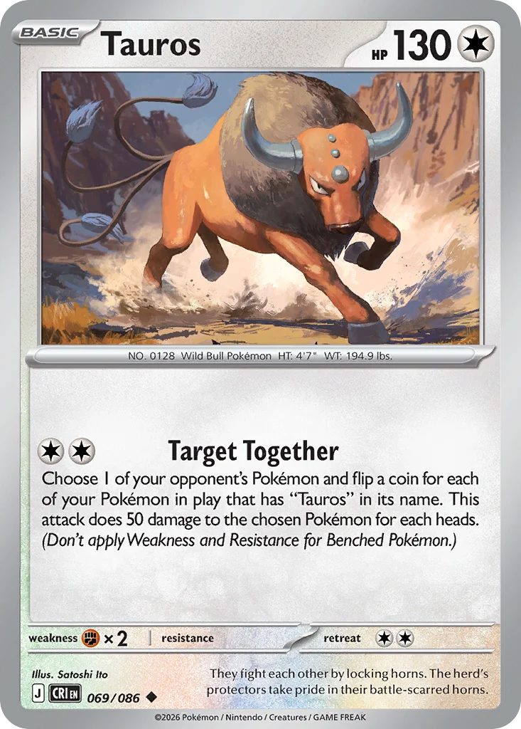 Tauros Pokemon card from Chaos Rising, card number 69