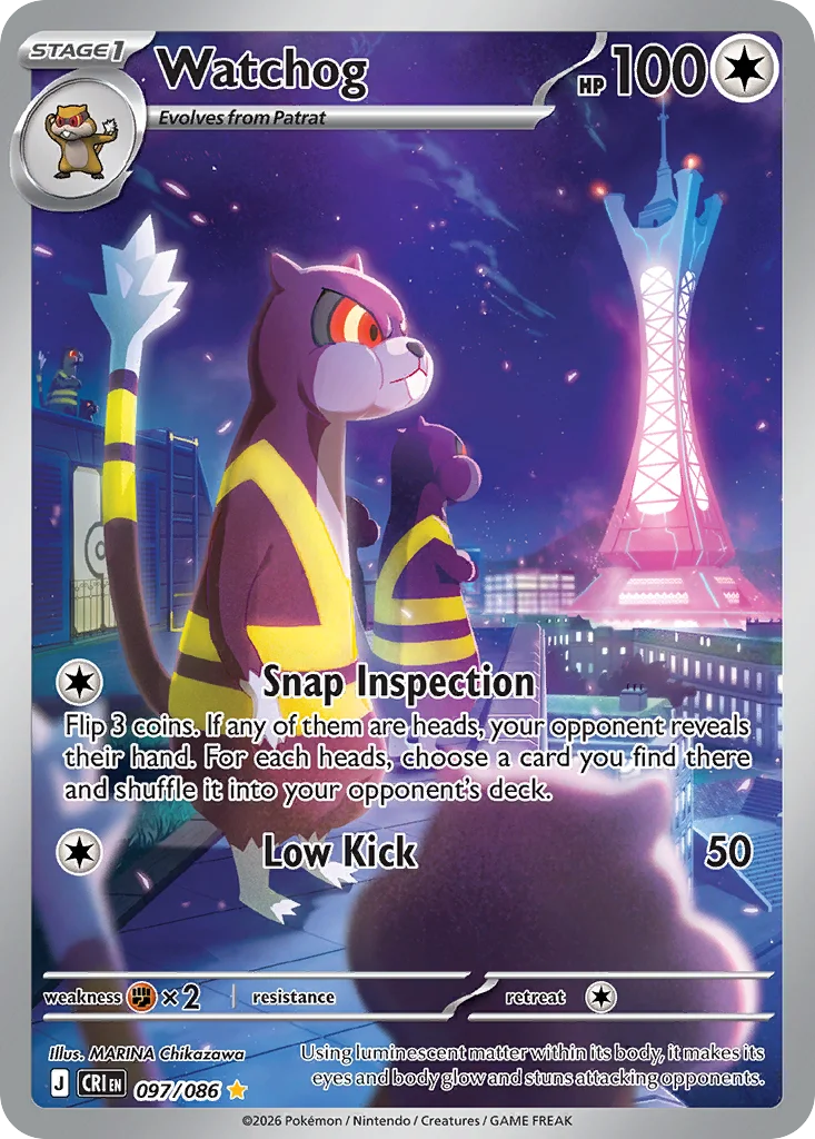 Watchog Pokemon card from Chaos Rising, card number 97