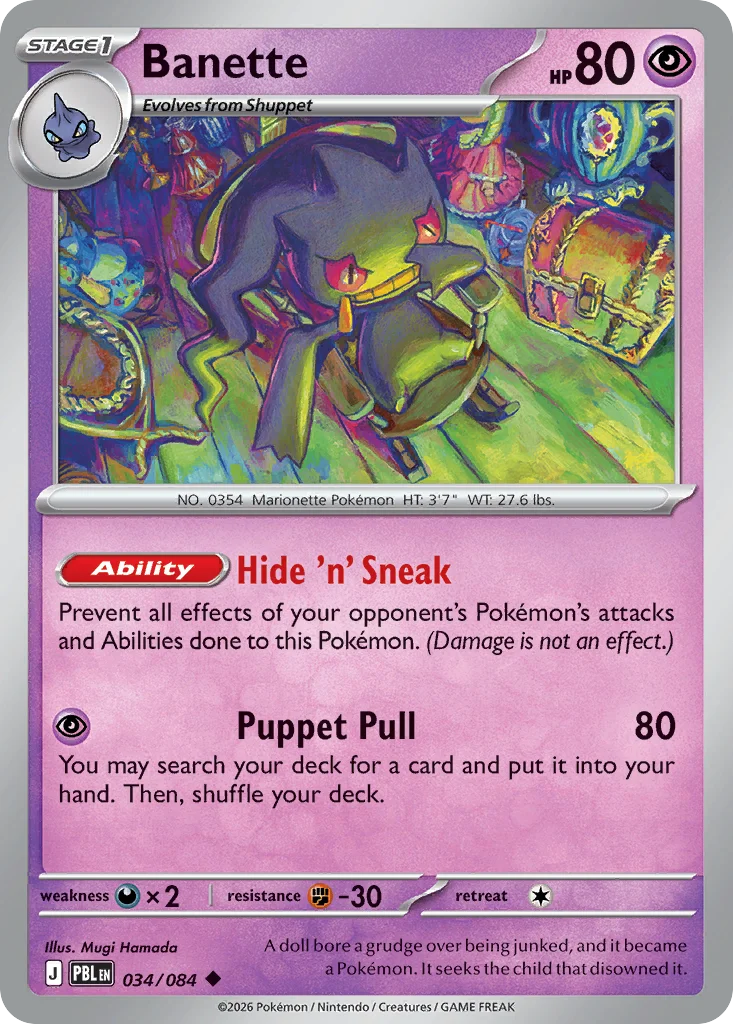 Banette Pokemon card from Pitch Black, card number 34