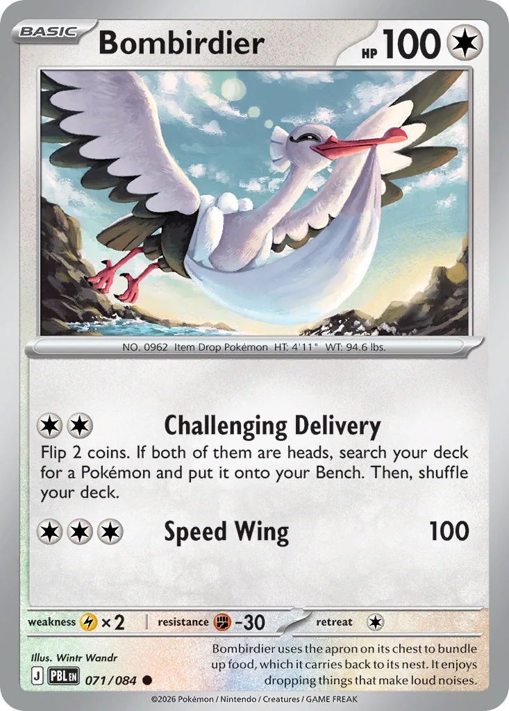Bombirdier Pokemon card from Pitch Black, card number 71
