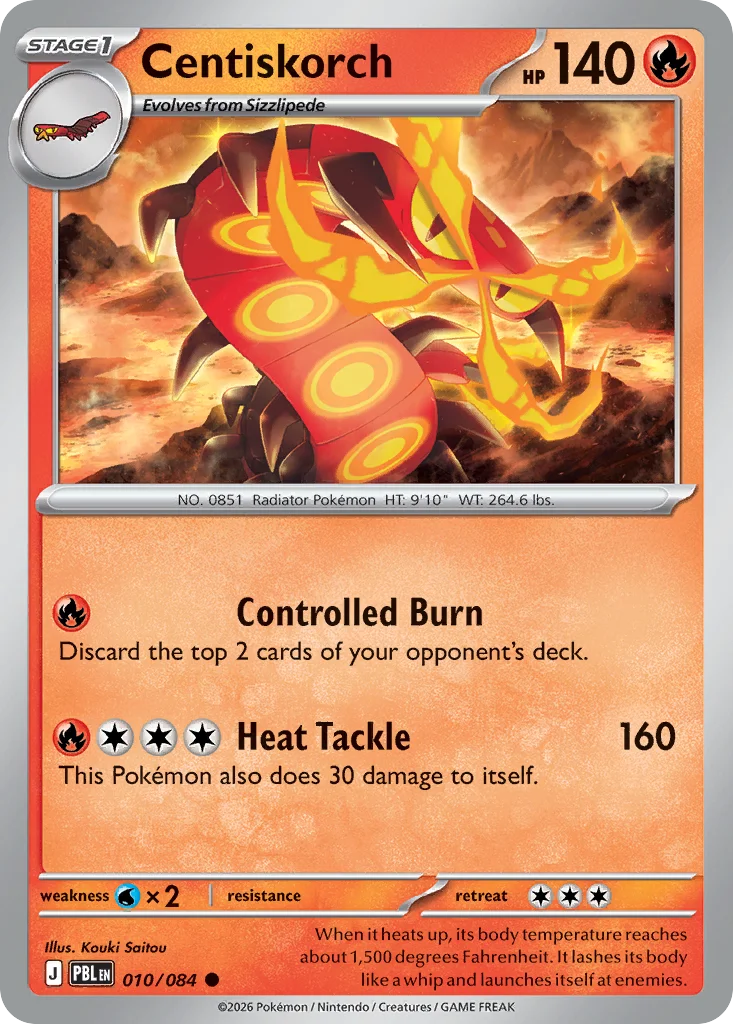Centiskorch Pokemon card from Pitch Black, card number 10