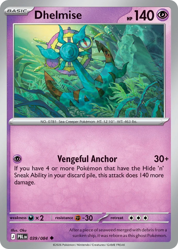 Dhelmise Pokemon card from Pitch Black, card number 39