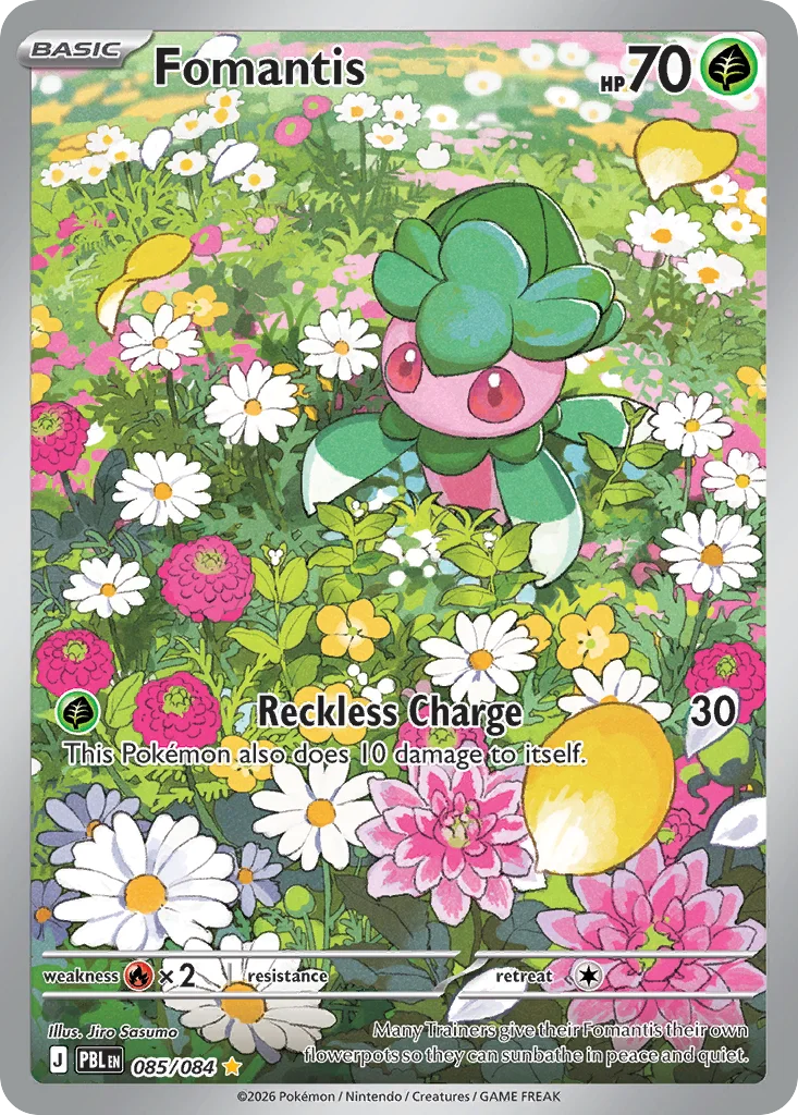 Fomantis Pokemon card from Pitch Black, card number 85