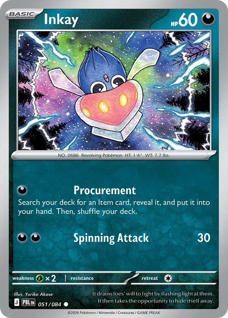 Inkay Pokemon card from Pitch Black, card number 51