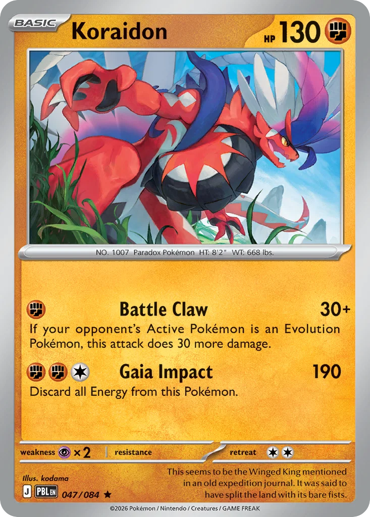 Koraidon Pokemon card from Pitch Black, card number 47