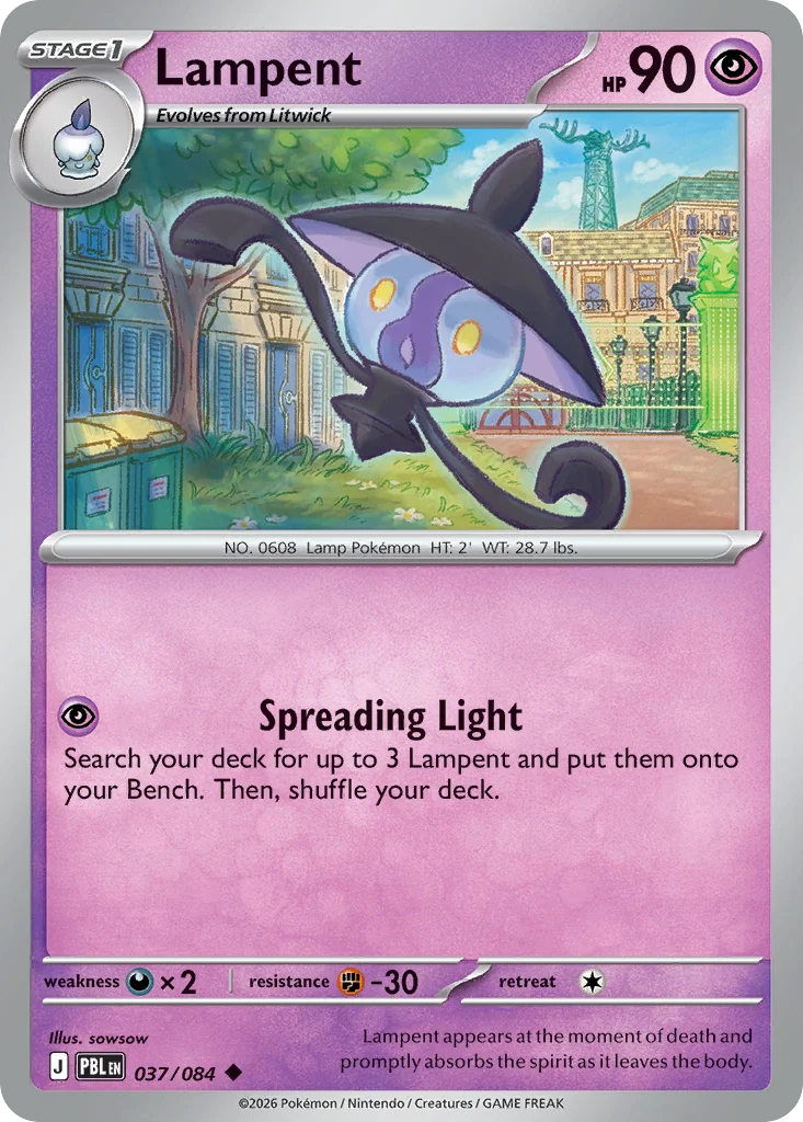 Lampent Pokemon card from Pitch Black, card number 37
