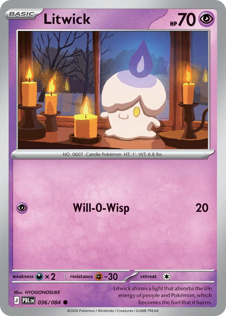 Litwick Pokemon card from Pitch Black, card number 36