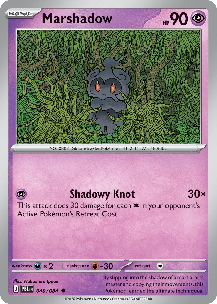 Marshadow Pokemon card from Pitch Black, card number 40