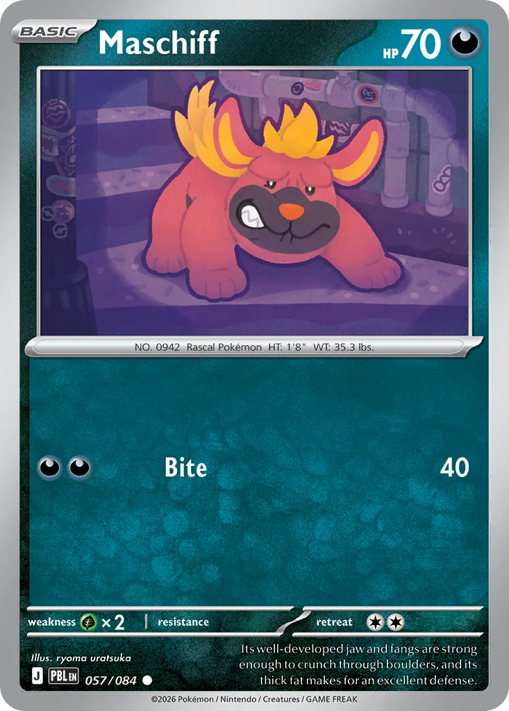 Maschiff Pokemon card from Pitch Black, card number 57