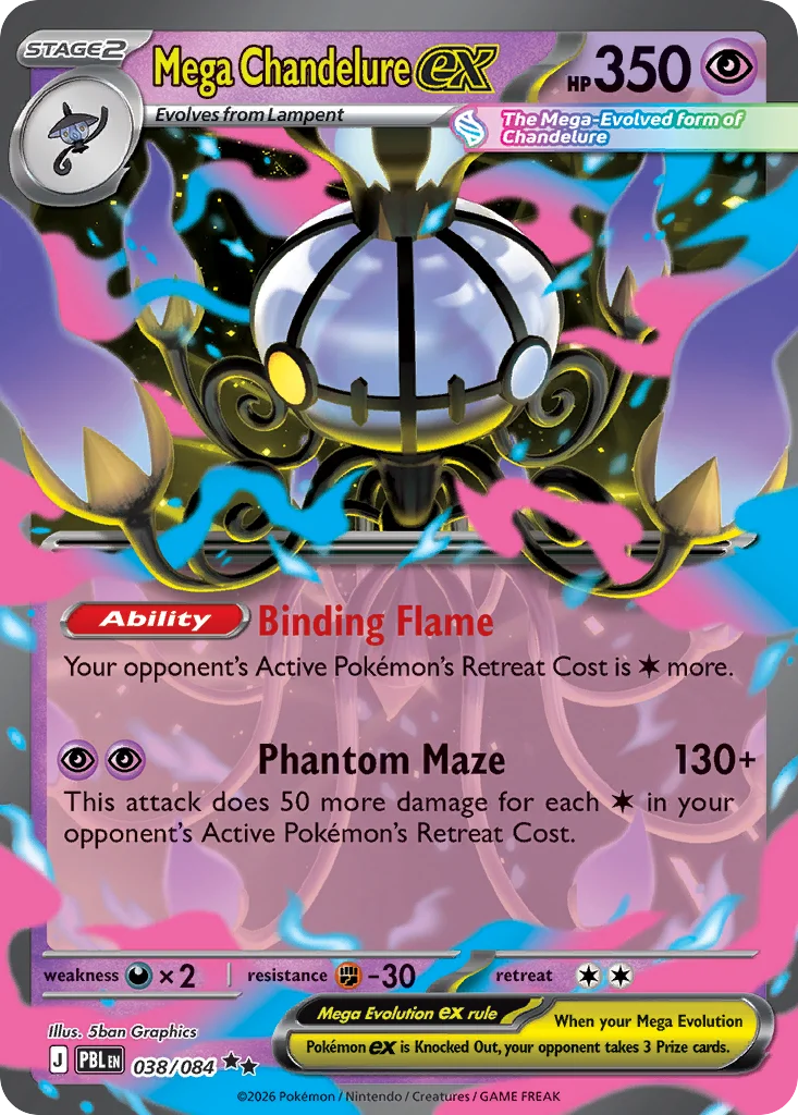 Mega Chandelure ex Pokemon card from Pitch Black, card number 38