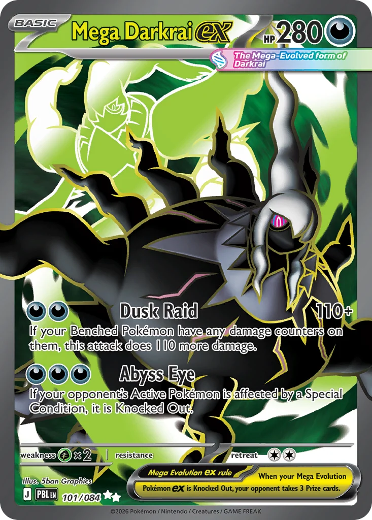 Mega Darkrai ex Pokemon card from Pitch Black, card number 101