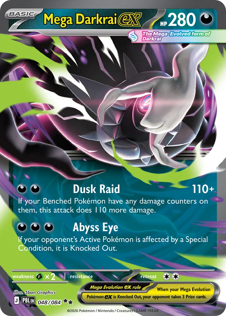 Mega Darkrai ex Pokemon card from Pitch Black, card number 48