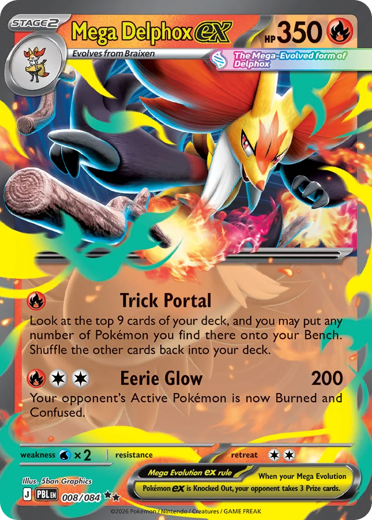Mega Delphox ex Pokemon card from Pitch Black, card number 8