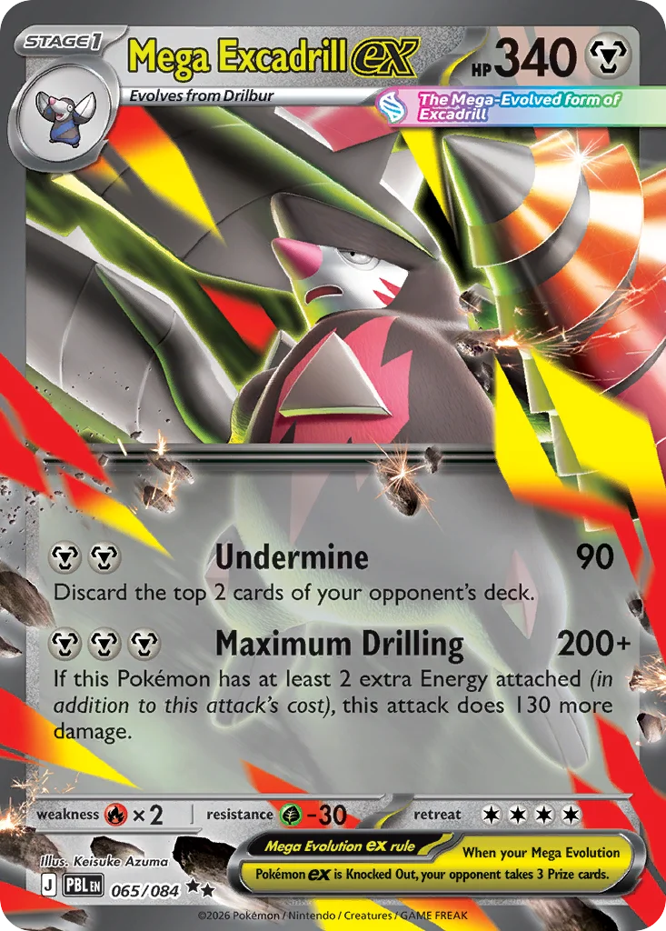 Mega Excadrill ex Pokemon card from Pitch Black, card number 65