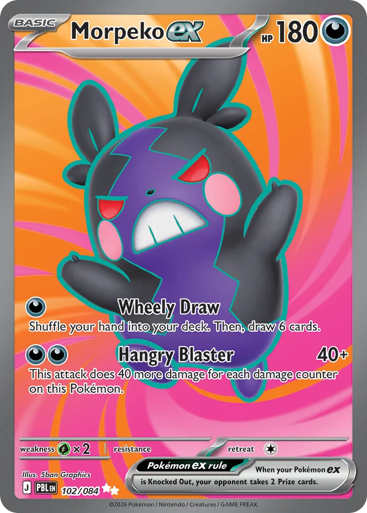 Morpeko ex Pokemon card from Pitch Black, card number 102