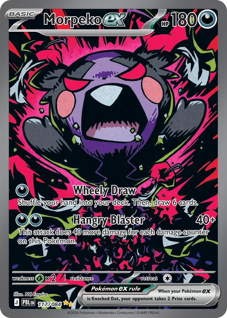 Morpeko ex Pokemon card from Pitch Black, card number 117