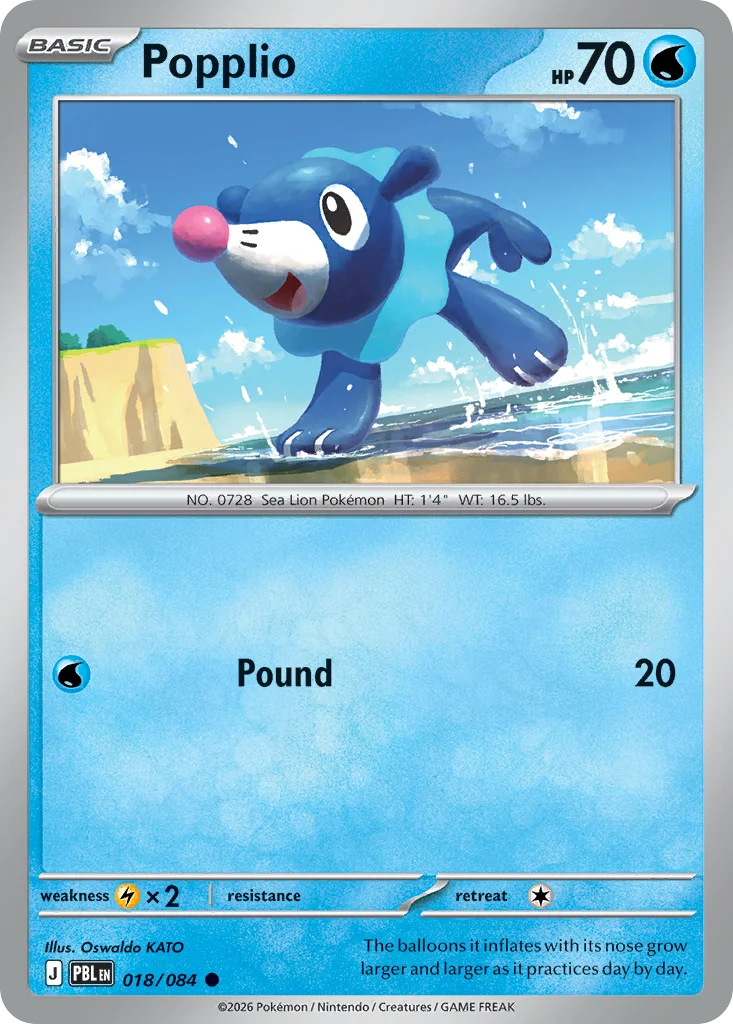 Popplio Pokemon card from Pitch Black, card number 18