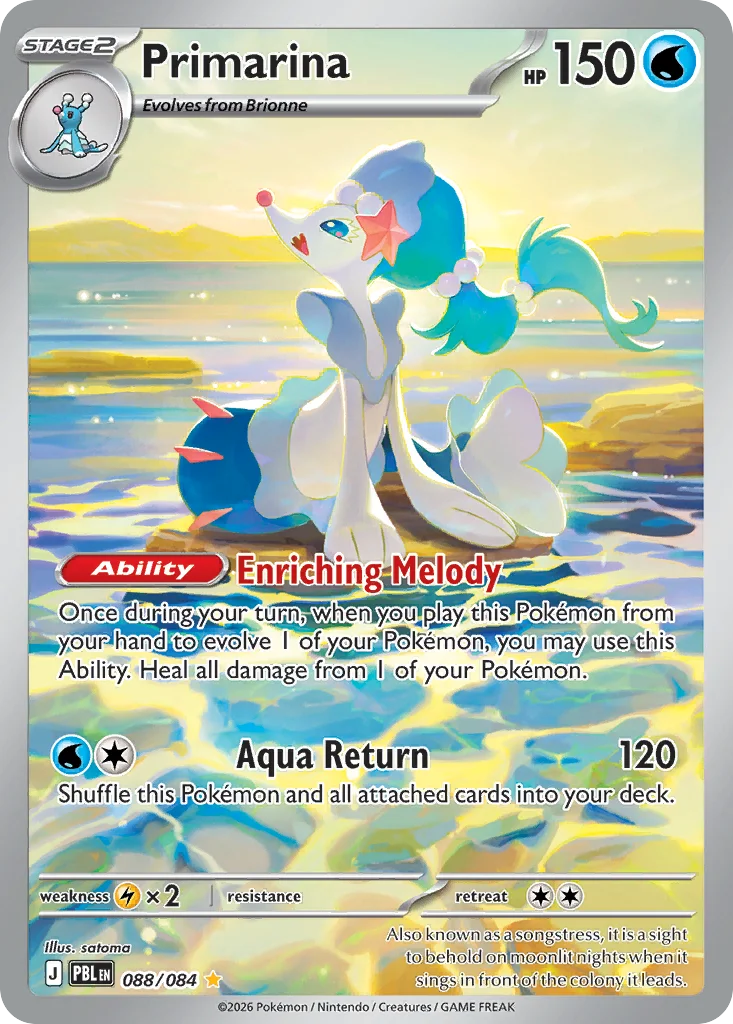 Primarina Pokemon card from Pitch Black, card number 88