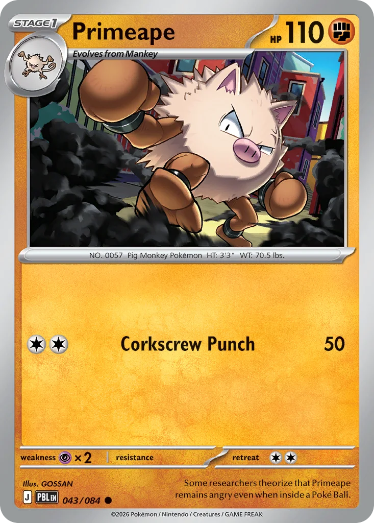 Primeape Pokemon card from Pitch Black, card number 43