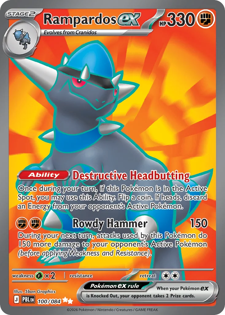 Rampardos ex Pokemon card from Pitch Black, card number 100