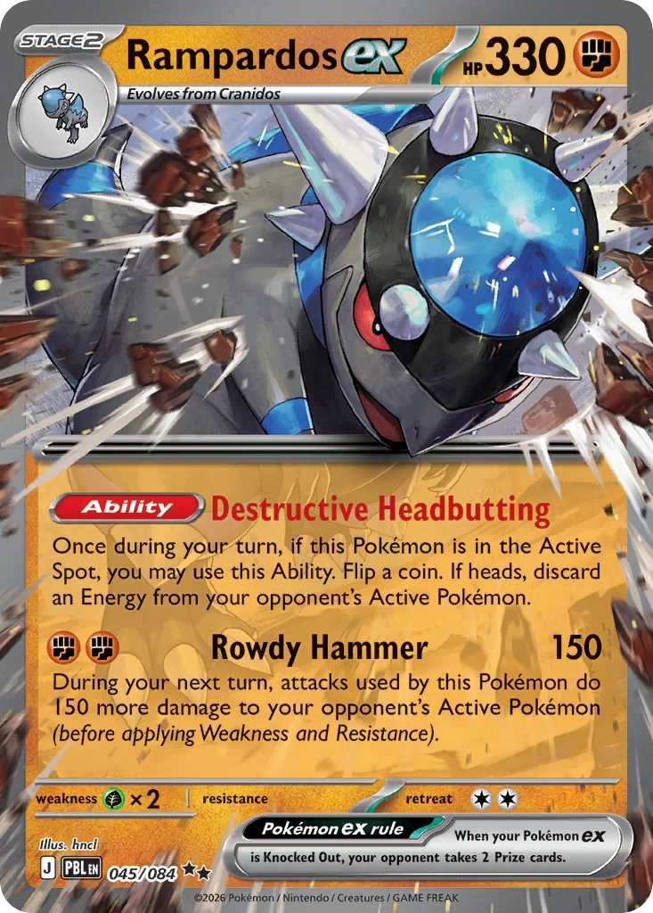 Rampardos ex Pokemon card from Pitch Black, card number 45