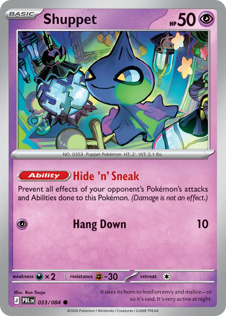 Shuppet Pokemon card from Pitch Black, card number 33