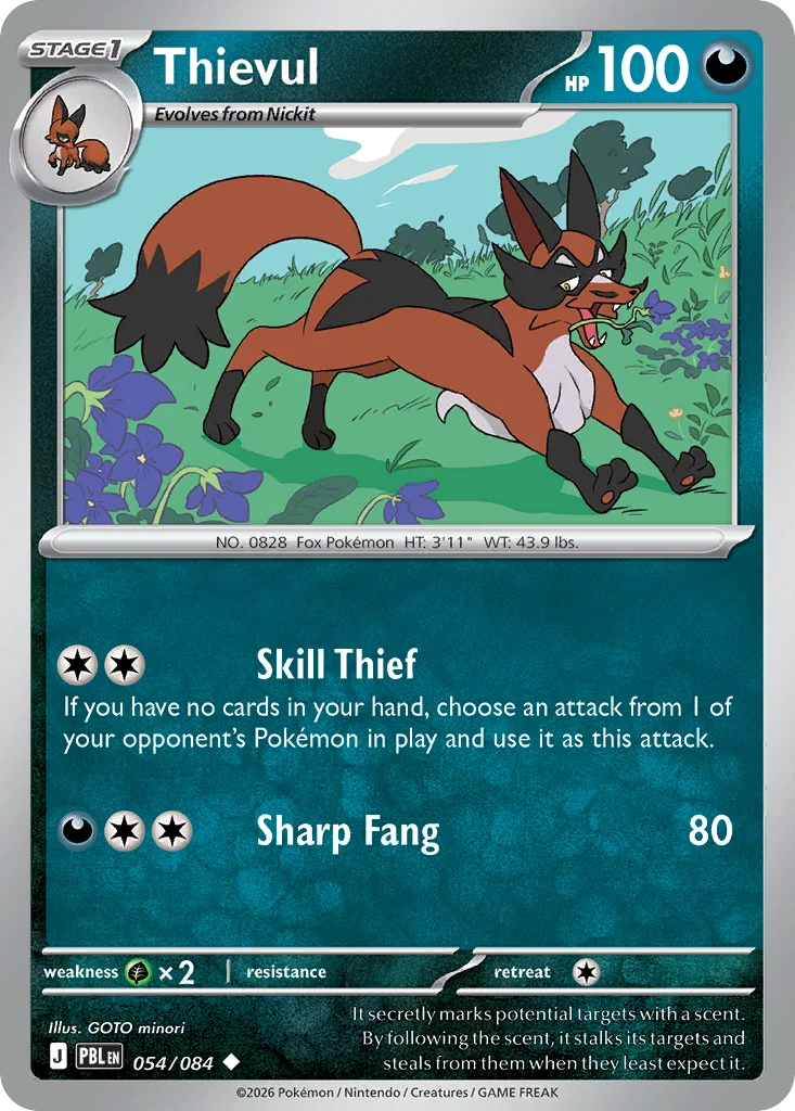 Thievul Pokemon card from Pitch Black, card number 54