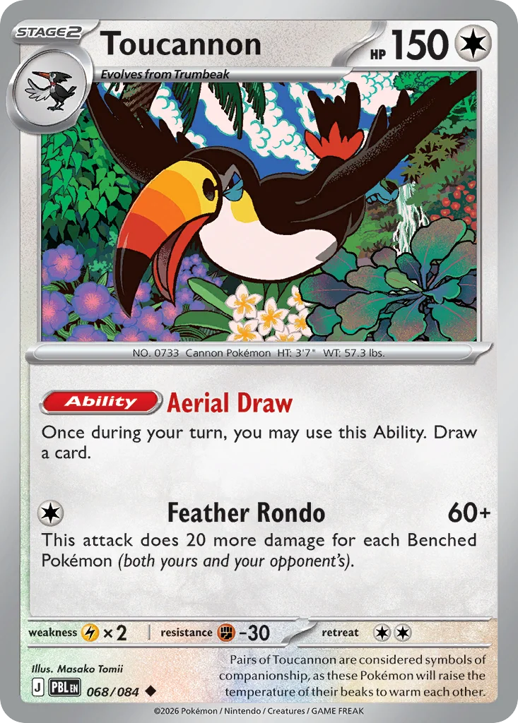 Toucannon Pokemon card from Pitch Black, card number 68