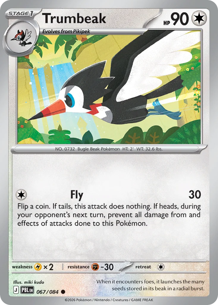 Trumbeak Pokemon card from Pitch Black, card number 67