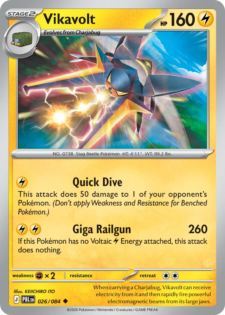 Vikavolt Pokemon card from Pitch Black, card number 26