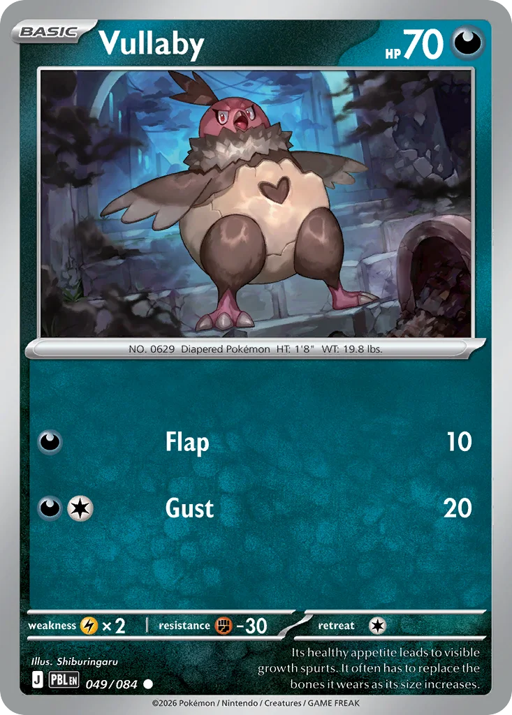 Vullaby Pokemon card from Pitch Black, card number 49