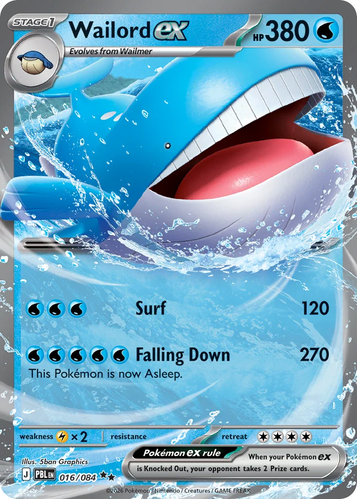 Wailord ex Pokemon card from Pitch Black, card number 16