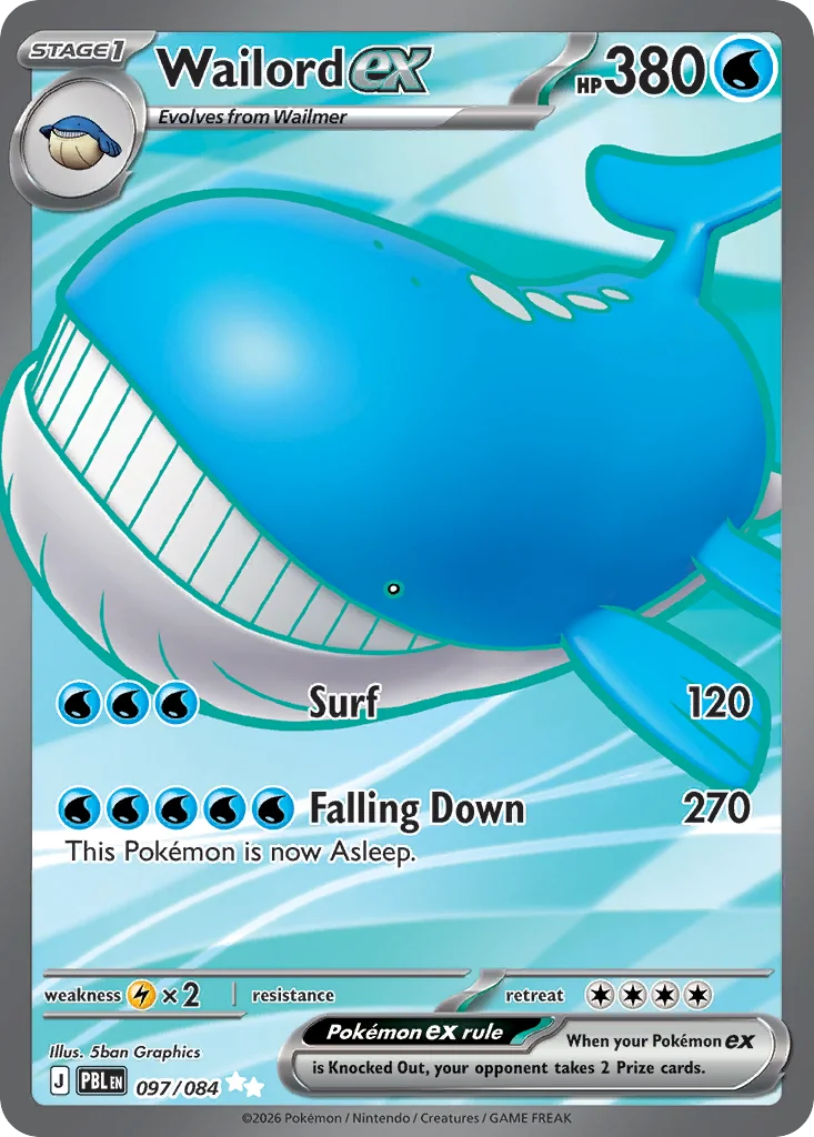 Wailord ex Pokemon card from Pitch Black, card number 97