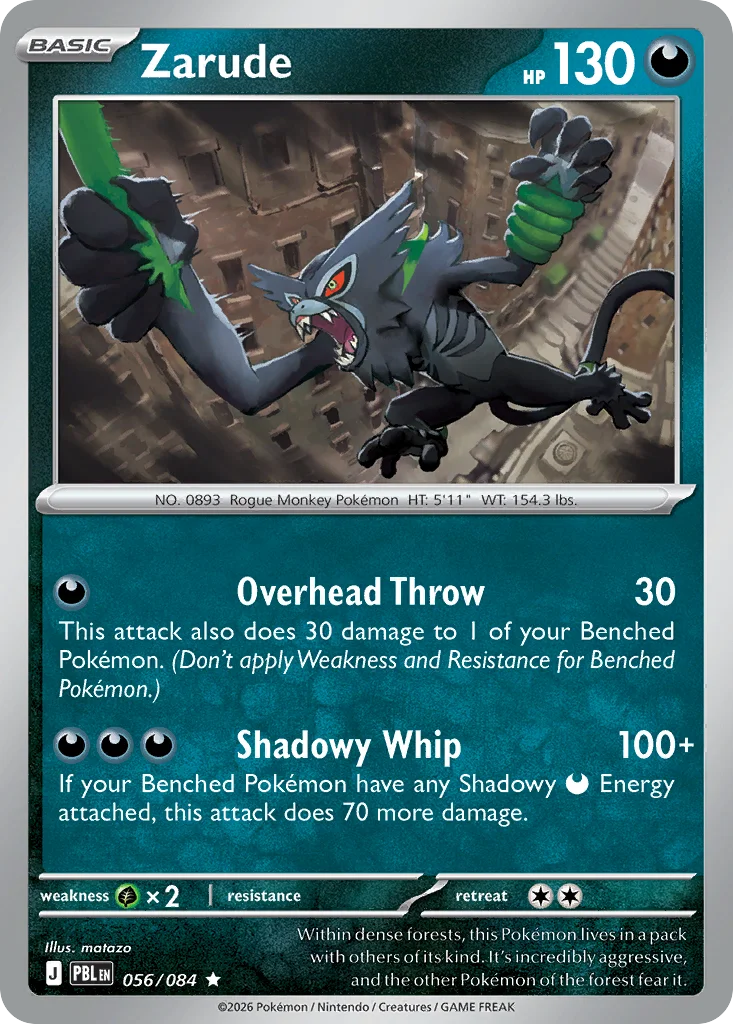Zarude Pokemon card from Pitch Black, card number 56