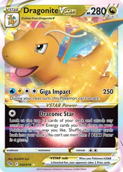 Dragonite VSTAR Pokemon card from Pokémon GO, card number 50