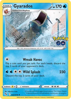 Gyarados Pokemon card from Pokémon GO, card number 22