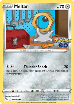 Meltan Pokemon card from Pokémon GO, card number 45
