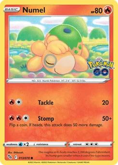 Numel Pokemon card from Pokémon GO, card number 13