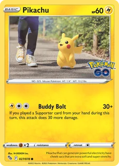 Pikachu Pokemon card from Pokémon GO, card number 27