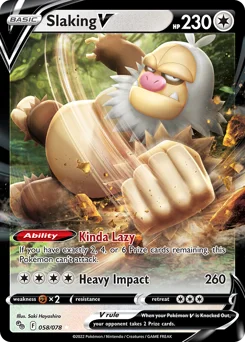 Slaking V Pokemon card from Pokémon GO, card number 58