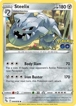 Steelix Pokemon card from Pokémon GO, card number 44