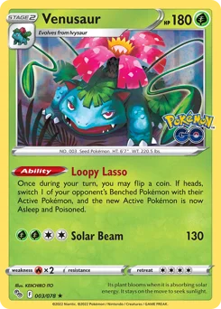 Venusaur Pokemon card from Pokémon GO, card number 3