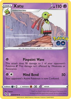Xatu Pokemon card from Pokémon GO, card number 33